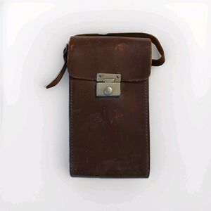Vintage "Service" Leather Camera Case With Strap, velveteen lining